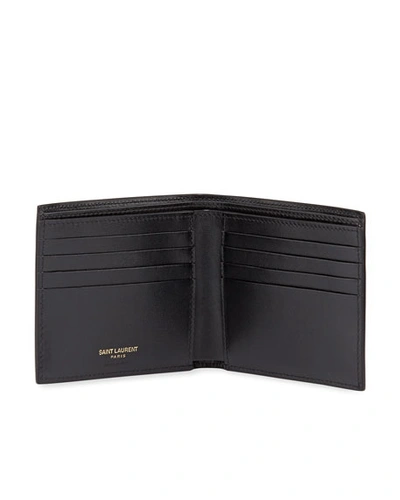 Saint Laurent Men's Ysl East-west Logo Bi-fold Wallet In Black