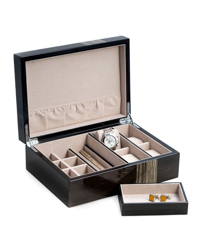 Bey-berk Lacquered Ash Wood Valet Box In Ash