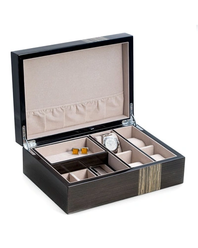 Bey-berk Lacquered Ash Wood Valet Box In Ash