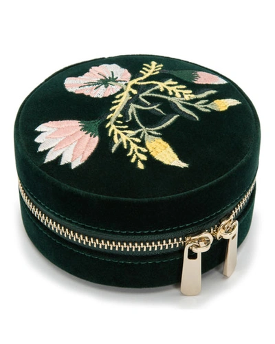 Shop Wolf Zoe Round Travel Jewelry Case In Forest Green