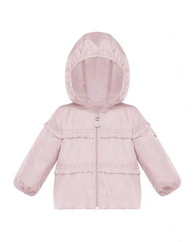 Shop Moncler Hiti Ruffle Trim Hooded Jacket In Pink