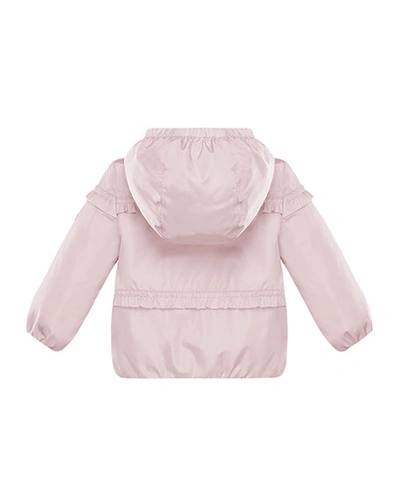 Shop Moncler Hiti Ruffle Trim Hooded Jacket In Pink