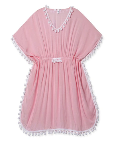 Shop Stella Cove Girl's Pompom Poncho Coverup In Pink
