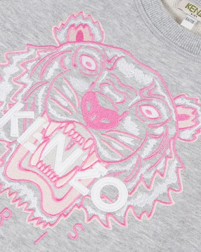 Shop Kenzo Girl's Embroidered Tiger Logo Sweatshirt In Gray