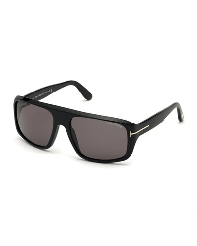 Shop Tom Ford Men's Duke Square Solid Acetate Sunglasses