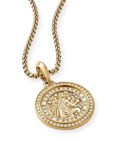 Shop David Yurman Men's St. Christopher Pendant In 18k Gold, 34.5mm