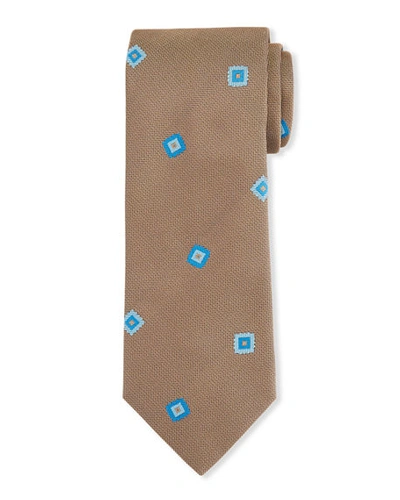 Shop Brioni Men's Fancy Boxes Silk Tie In Light Brown