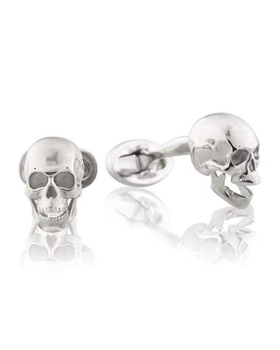 Shop Fils Unique Poor Yorick Skull Cufflinks In Silver