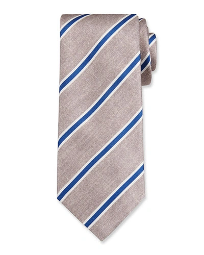 Shop Brioni Framed Stripe Tie In Beige