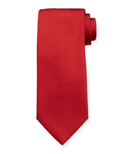 Shop Brioni Men's Woven Chevron Silk Tie In Red