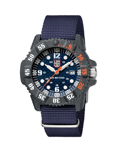 Shop Luminox Men's 46mm Master Carbon Seal Web-strap Watch In Blue