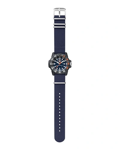 Shop Luminox Men's 46mm Master Carbon Seal Web-strap Watch In Blue