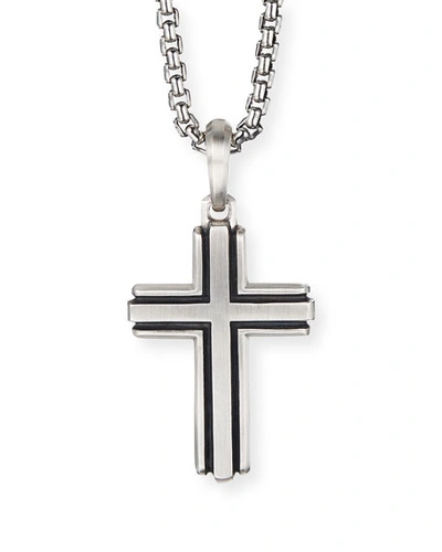 Shop David Yurman Men's Deco Cross Pendant In Silver, 27mm