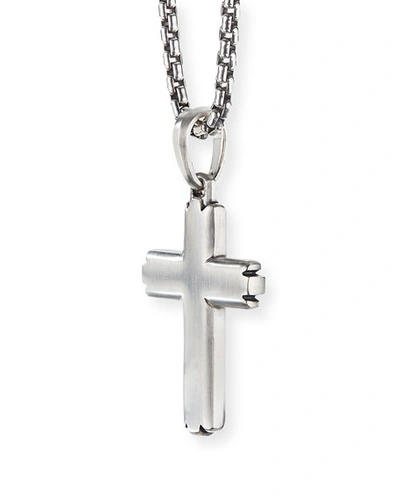 Shop David Yurman Men's Deco Cross Pendant In Silver, 27mm