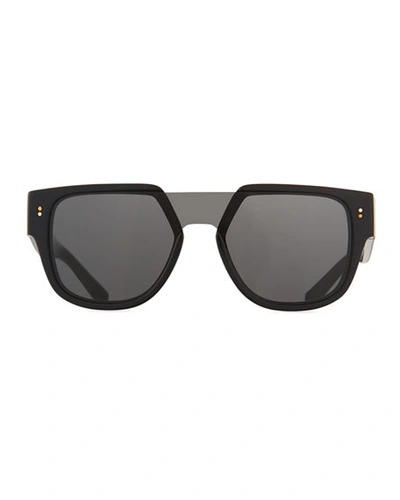 Shop Dolce & Gabbana Men's Logo-monogrammed Shield Lens Sunglasses In Black