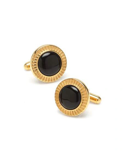 Shop Cufflinks, Inc Men's Radiant Onyx Golden Cufflinks In Black