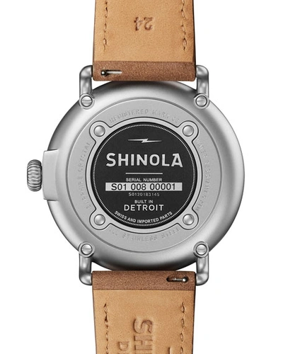 Shop Shinola Men's 47mm Runwell Sub-second Watch With Leather Strap In Off White