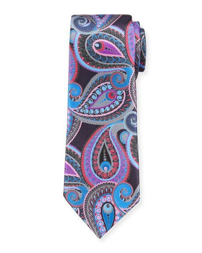Shop Ermenegildo Zegna Men's Paisley Pines Silk Tie In Purple