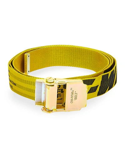 Shop Off-white Men's Industrial Logo Web Belt In Yellow