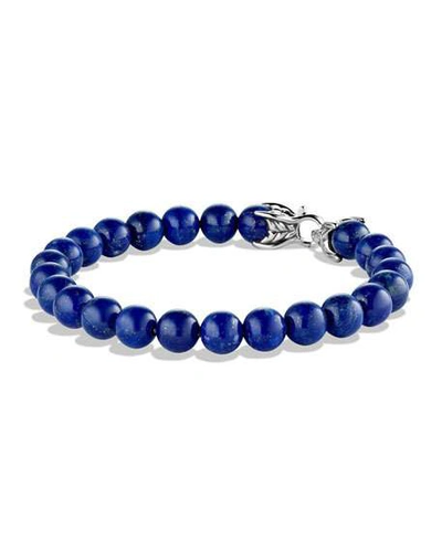 Shop David Yurman Men's Spiritual Beads Bracelet With Lapis Lazuli In Blue