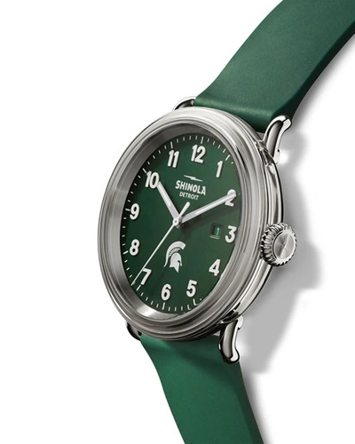 Shop Shinola 43mm Detrola The Spartan Silicone Watch In Forest