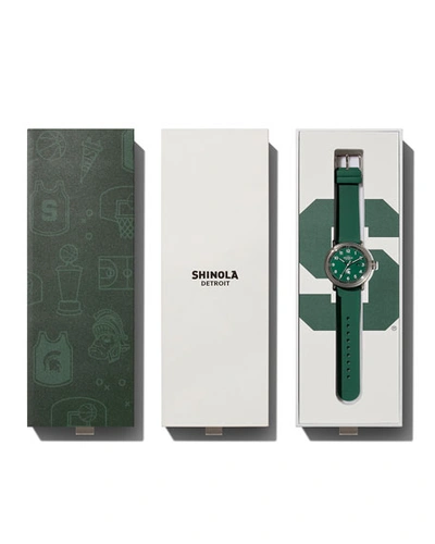 Shop Shinola 43mm Detrola The Spartan Silicone Watch In Forest