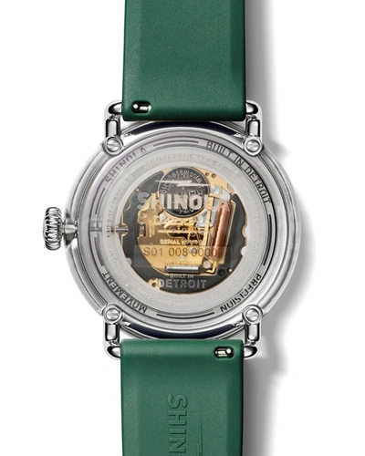 Shop Shinola 43mm Detrola The Spartan Silicone Watch In Forest