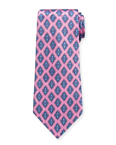 Shop Ermenegildo Zegna Men's Fancy Diamonds Silk Tie In Pink