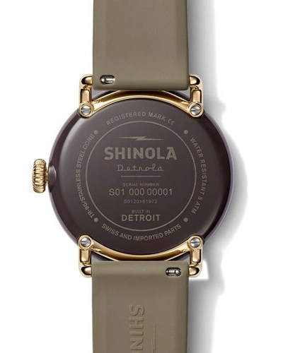 Shop Shinola Detrola The Burnout 43mm Silicone Watch In Black/green