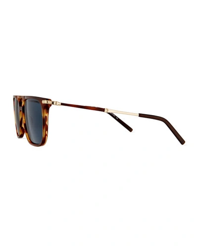 Shop Ferragamo Men's Polarized Square Double-bridge Sunglasses In Striped Brown
