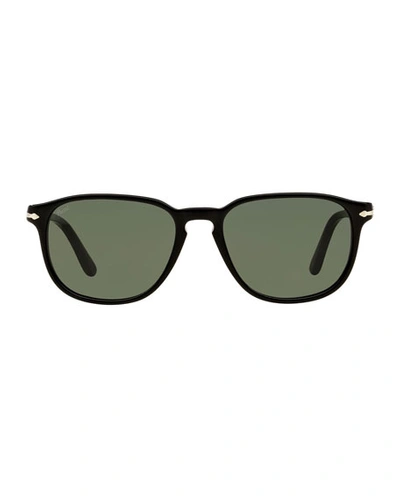 Shop Persol Men's Square Acetate Keyhole Sunglasses In Black/green