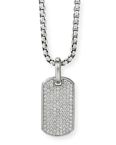 Shop David Yurman Men's Streamline Tag Pendant With Diamonds In Silver, 27mm