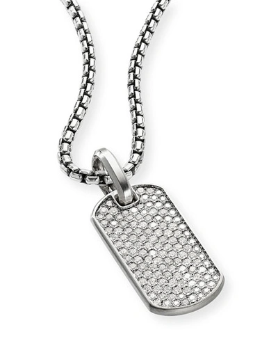 Shop David Yurman Men's Streamline Tag Pendant With Diamonds In Silver, 27mm