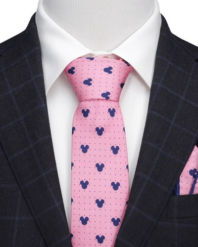 Shop Cufflinks, Inc Men's Mickey Mouse Dot Silk Tie In Pink
