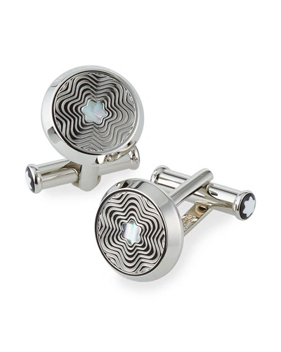Shop Montblanc Men's Mother-of-pearl Star Cufflinks In Gray