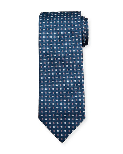 Shop Brioni Men's Alternating Ovals Silk Tie In Blue/pink