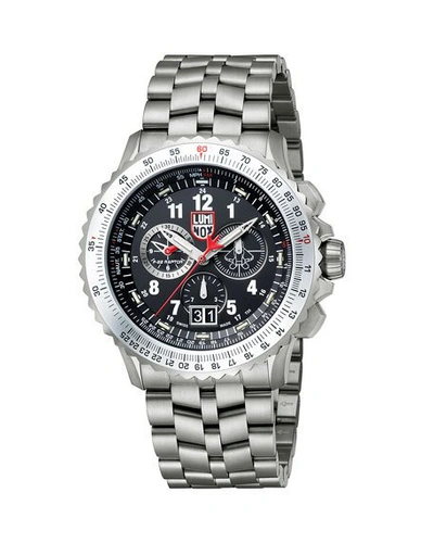 Shop Luminox Men's 44mm F-22 Raptor 9200 Series Titanium Watch In Silver