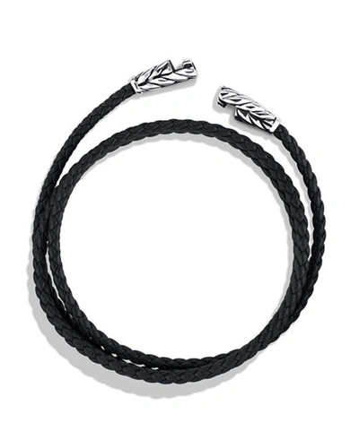 Shop David Yurman Men's Chevron Triple-wrap Leather Bracelet In Black