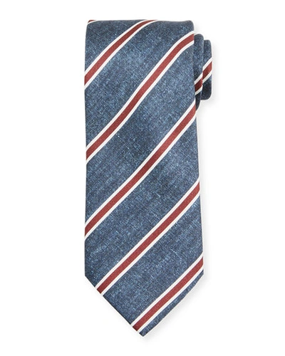 Shop Brioni Framed Stripe Tie In Blue/red