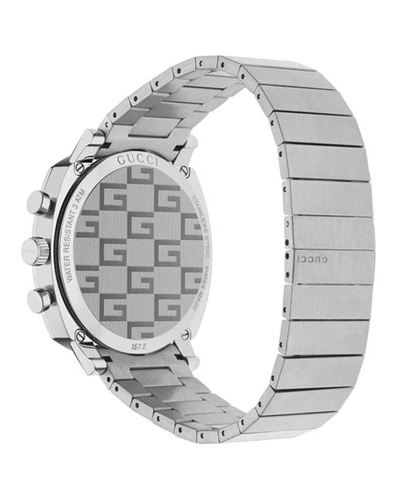 Shop Gucci Men's  Grip 40mm Square Chronograph Watch With Bracelet In White