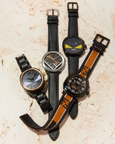 Shop Fendi Men's Run Away Ff-motif Analog Leather Watch In Brown