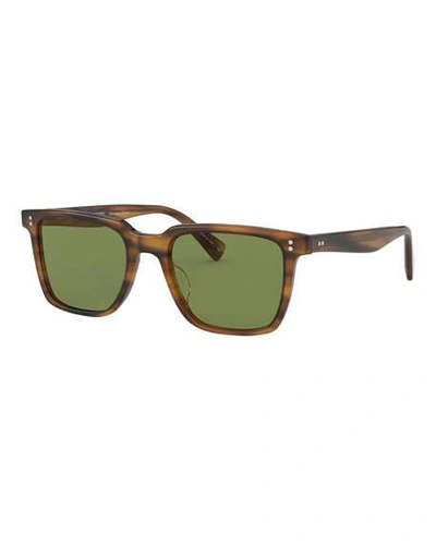 Shop Oliver Peoples Men's Lachman Square Acetate Sunglasses In Brown
