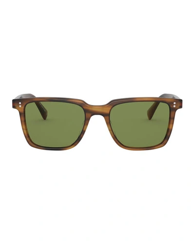 Shop Oliver Peoples Men's Lachman Square Acetate Sunglasses In Brown