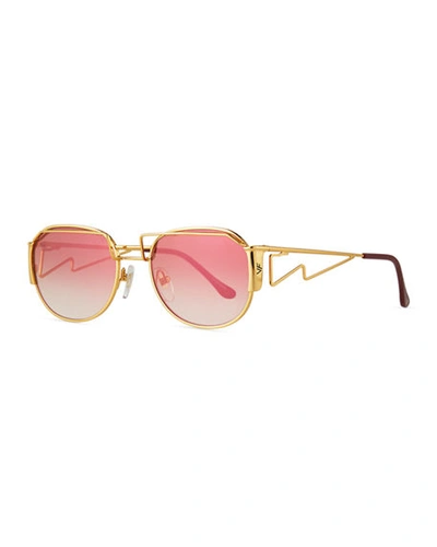 Vintage Frames Company Men's Gradient Geometric Metal Sunglasses In Red