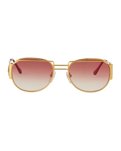 Vintage Frames Company Men's Gradient Geometric Metal Sunglasses In Red