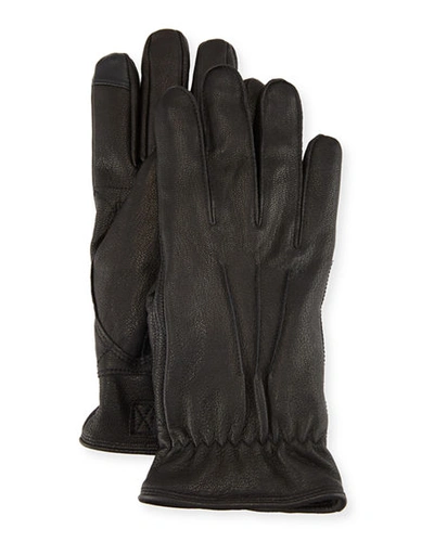 Shop Ugg Men's Three-point Leather Gloves In Black