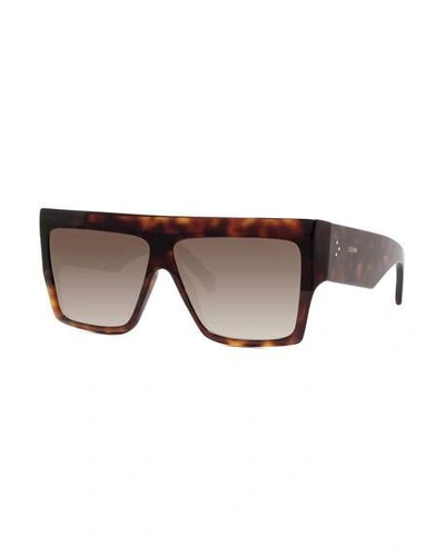 Shop Celine Men's Chunky Rectangle Gradient Havana Sunglasses In Brown