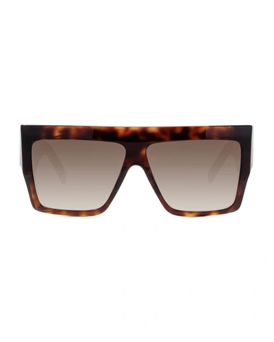 Shop Celine Men's Chunky Rectangle Gradient Havana Sunglasses In Brown