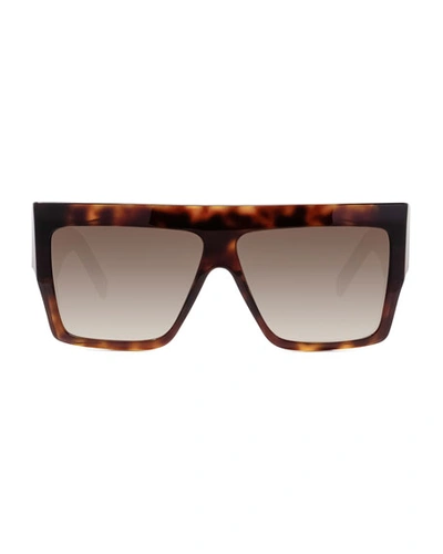 Celine Men's Chunky Rectangle Gradient Havana Sunglasses In Brown