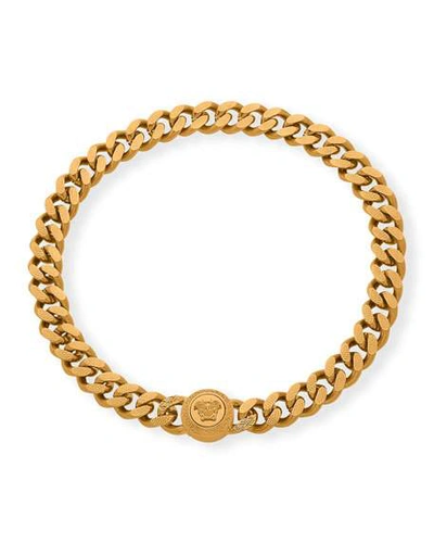 Shop Versace Men's Curb Chain Medusa Head Bracelet In Gold